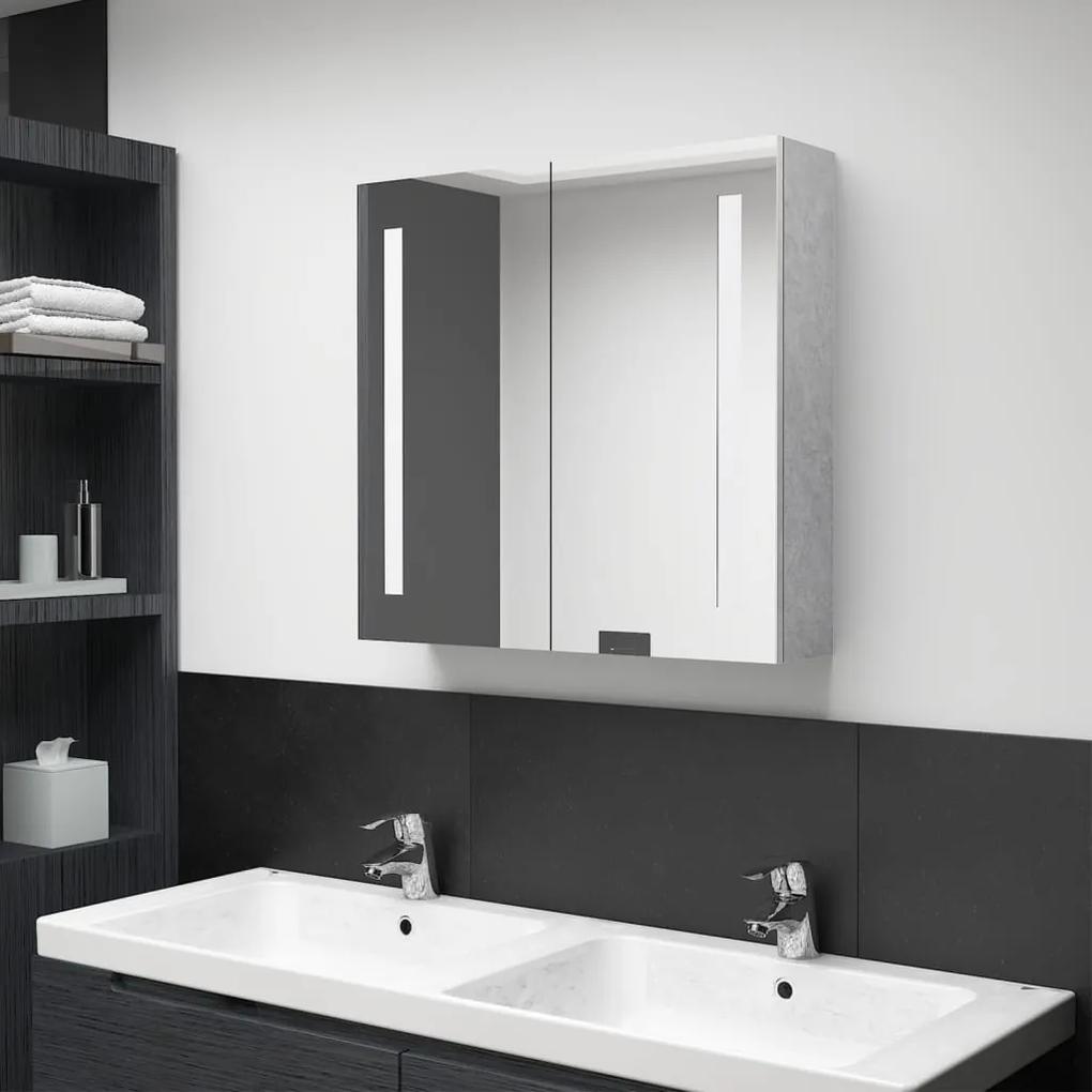 LED kúpeľňová zrkadlová skrinka betónovo-sivá 62x14x60 cm