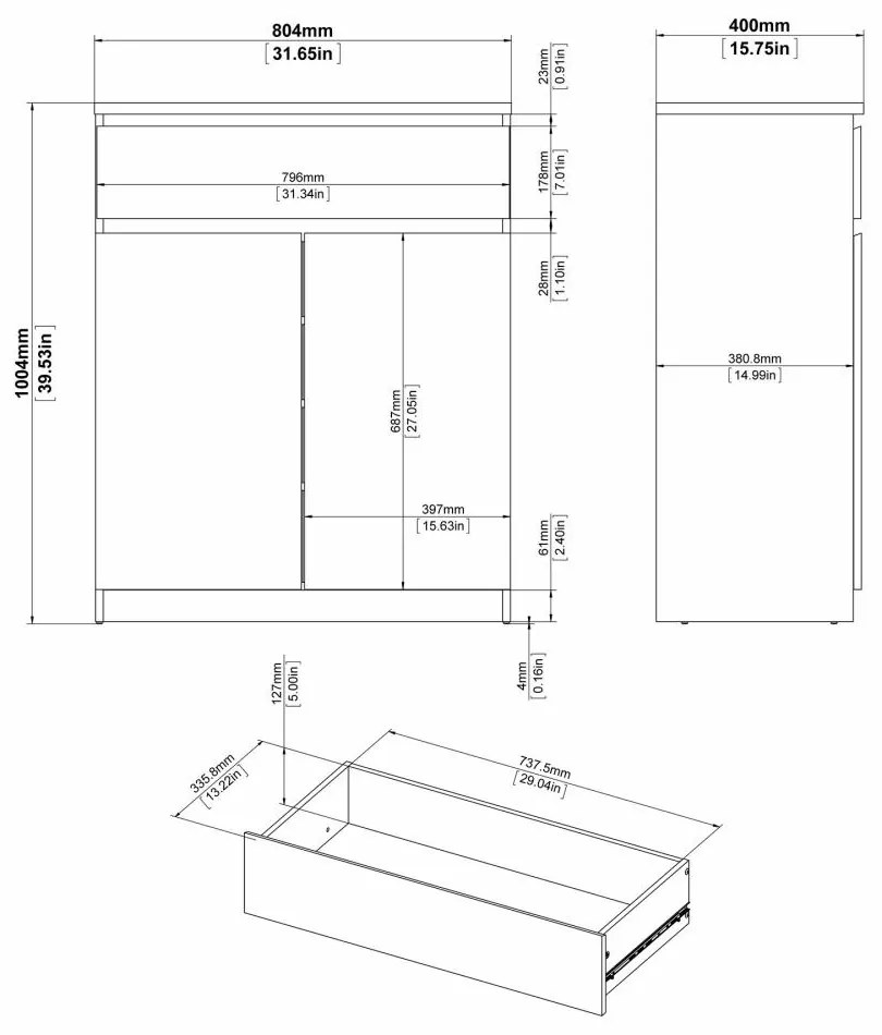 Komoda Simplicitous 234 80 cm biela lesklá