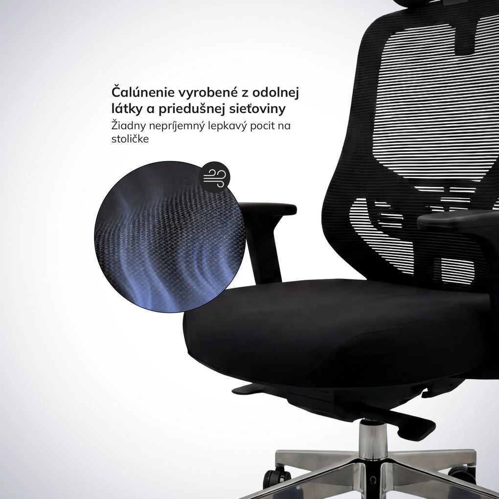 Ergonomická kancelárska stolička so sieťovinou čierna AXIS