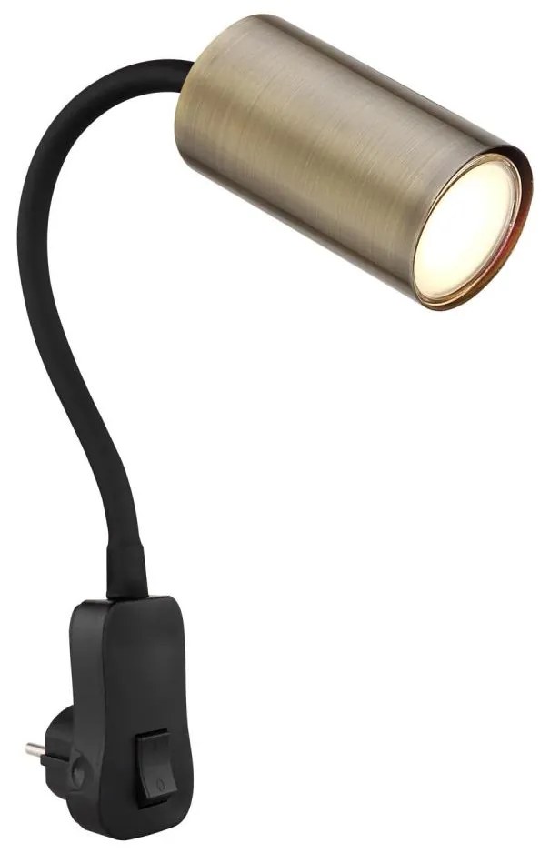 Globo 57911DPM - Nástenné svietidlo do zásuvky ROBBY 1xGU10/25W/230V čierna/mosadz