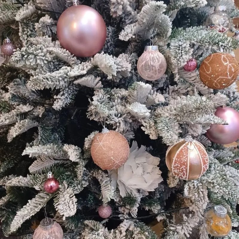 DECOLED Plastová koule, prům. 8 cm, růžová, s vločkou