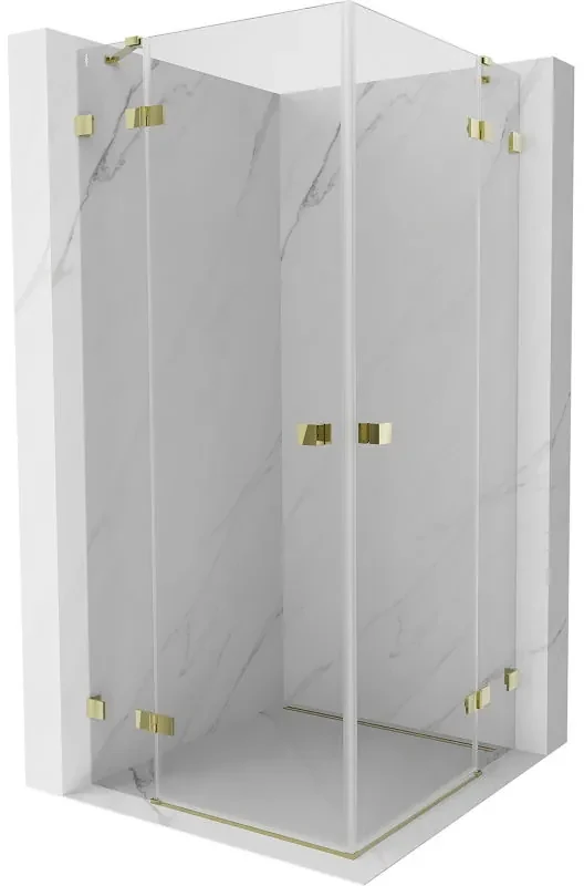 Mexen Lunar Duo, výklopný sprchový kút 115 x 115 cm, 8mm číre sklo, zlatý profil, 834-115L-115P-50-00