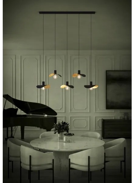 Eglo 390396 - Luster na lanku SACEDA 5xE27/40W/230V čierna/zlatá