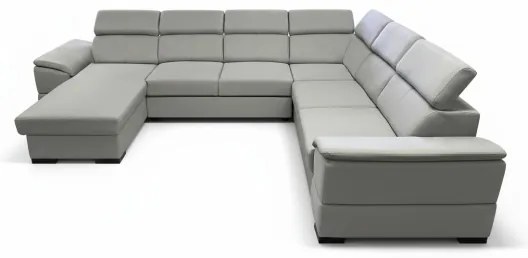 Rozkladacia sedacia súprava s univerzálnym rohom do U s úložným priestorom GRANADA svetlosivá