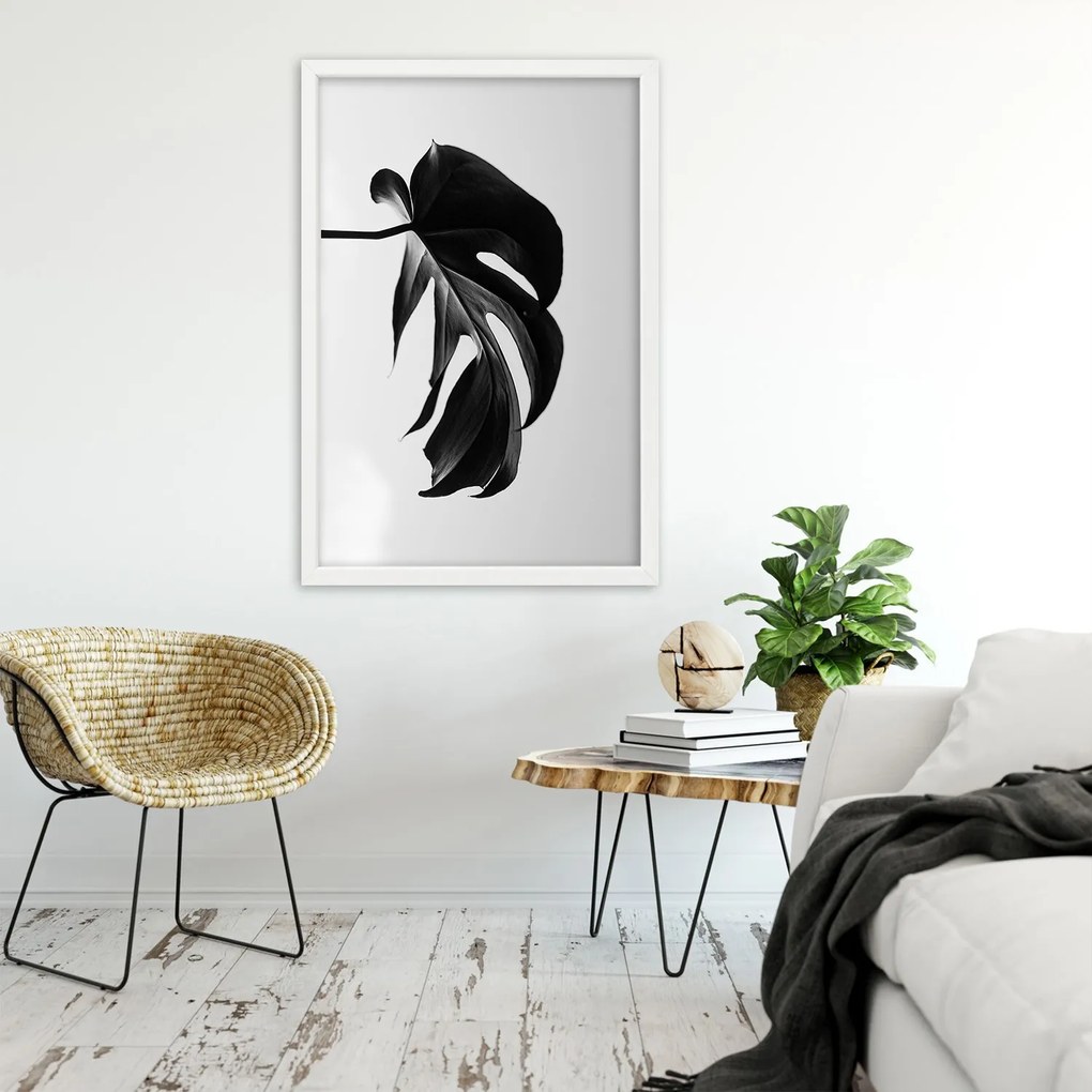 Gario Plagát Čierna a biela monstera list Farba rámu: Bez rámu, Rozmery: 20 x 30 cm