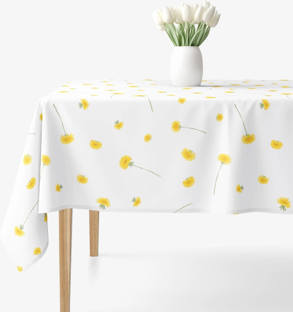 Goldea hranatý obrus 100% bavlnené plátno - púpavy 80 x 80 cm