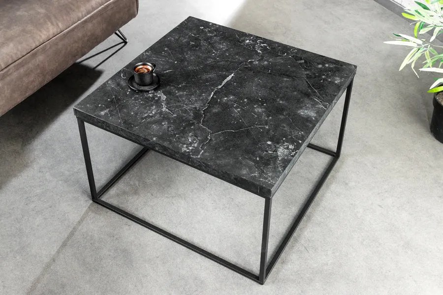 Dizajnový konferenčný stolík Haines 60 cm vzor antracitový mramor