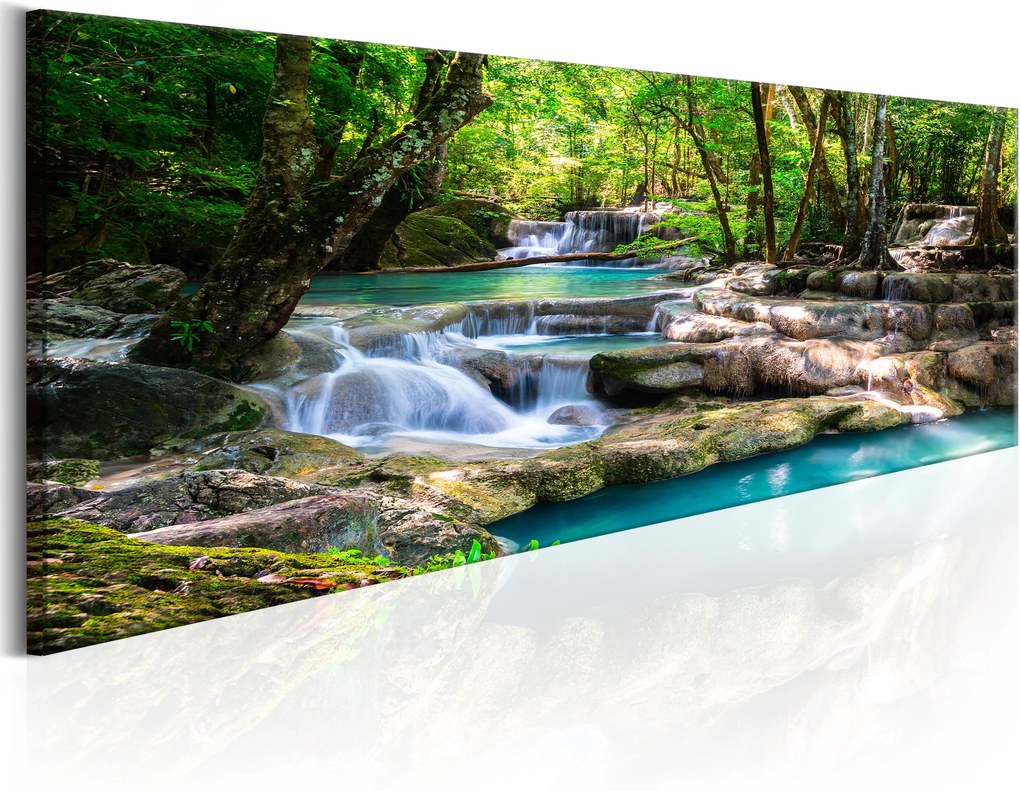 Obraz - Nature: Forest Waterfall 120x40