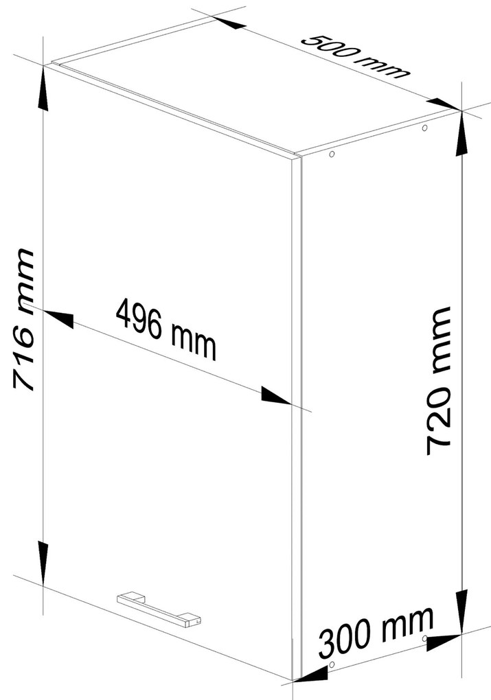 Horná kuchynská skrinka Ozara W50 H720 (biela + grafit lesk). Akcia -17%. Vlastná spoľahlivá doprava až k Vám domov. 1071194