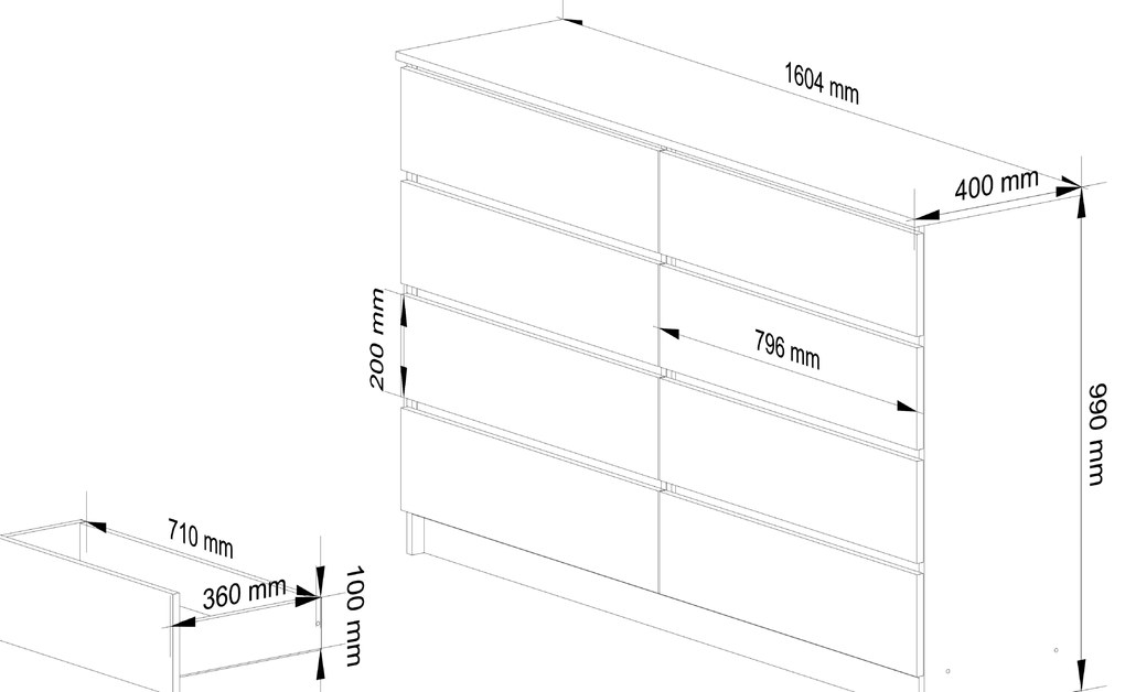 Komoda Koa IV (dub sonoma + biela). Akcia -20%. Vlastná spoľahlivá doprava až k Vám domov. 1128709