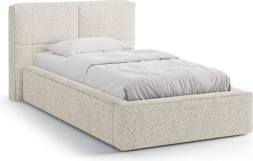 Béžová čalúnená jednolôžková posteľ s úložným priestorom s roštom 90x200 cm Darren – Micadoni