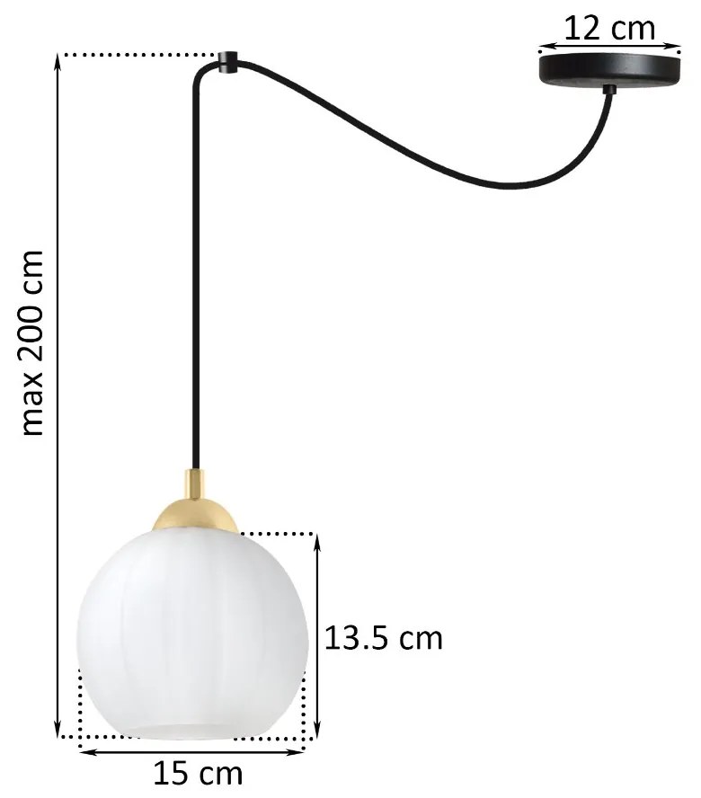 Závesné svietidlo Costa Spider, 1x biele sklenené tienidlo, b/g