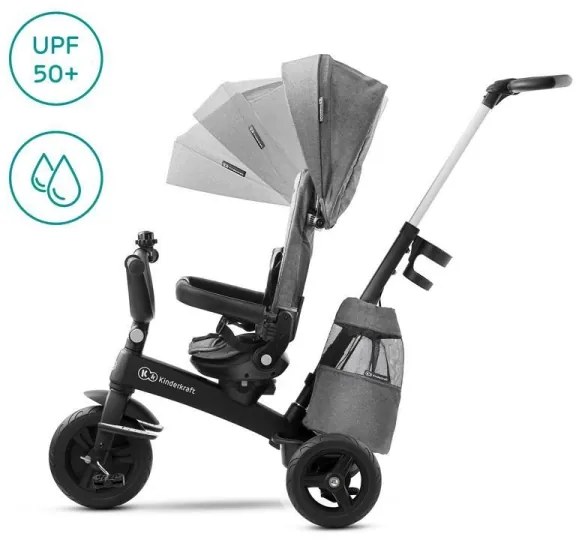 KINDERKRAFT - Detská trojkolka 5v1 EASYTWIST šedá/čierna