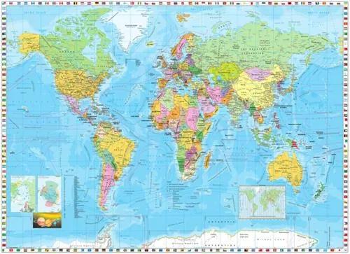 Vliesové fototapety, rozmer 254 cm x 184 cm, mapa sveta, Sunny Decor SD055