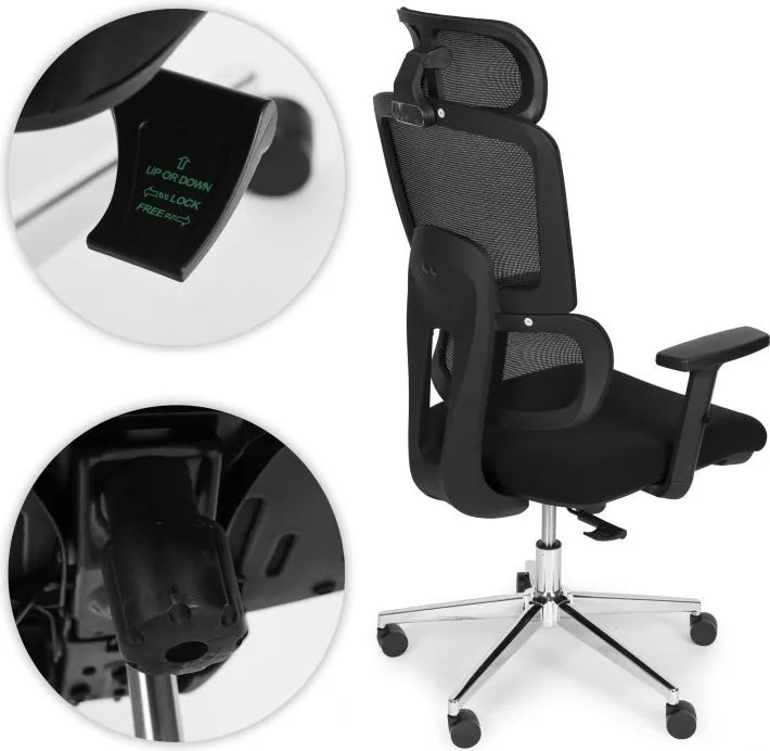 Ergonomická sieťovaná kancelárska stolička s nastaviteľnou opierkou hlavy