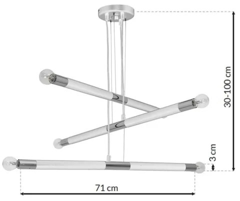 Luster na lanku BASTONE WHITE 6xE14/40W/230V