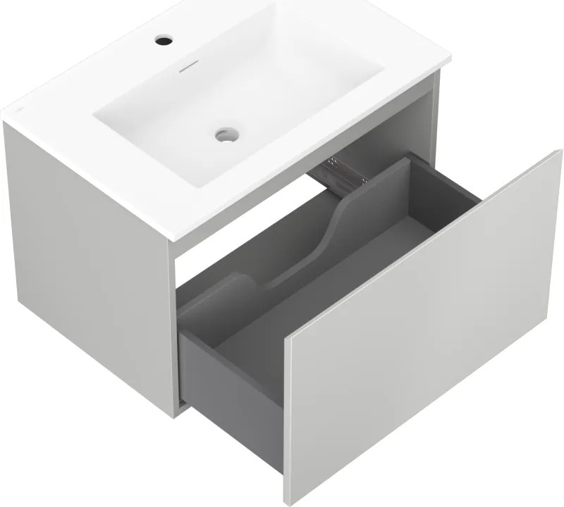 Mexen Orio, kúpeľňová skrinka 70 cm s umývadlom Otis, 1 zásuvka, šedá matná/biela matná, 91A10-07047-1-BF62-W18M01