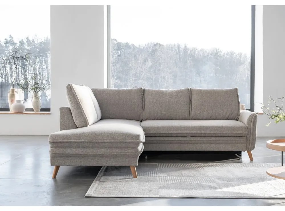 Béžová rozkladacia rohová pohovka (ľavý roh) Charming Charlie – Miuform