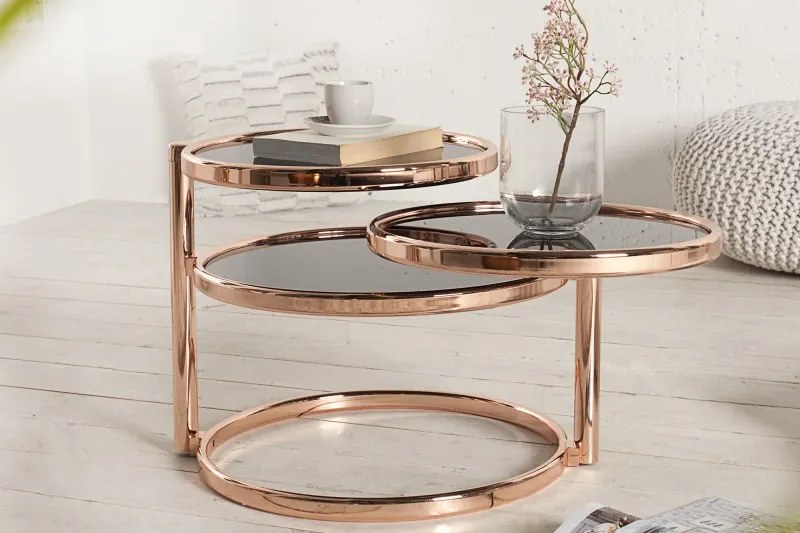 Odkladací stolík DECOR 3 úrovne medený-čierny