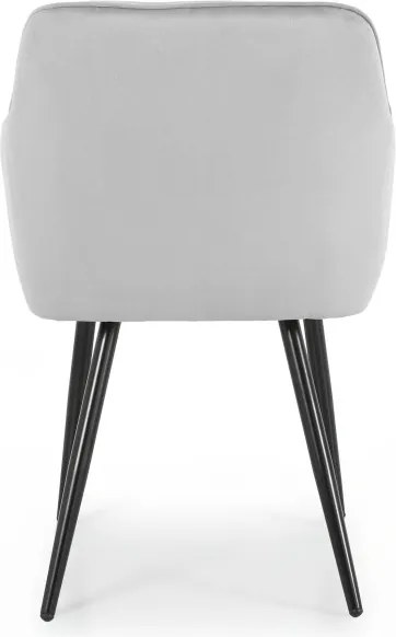 Sada štyroch jedálenských stoličiek DIAMANTE zamatové, sivé / čierne nohy (4 ks)