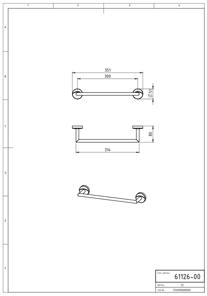 Novaservis - Držiak uterákov 300 mm Metalia 11 chróm, 0126,0