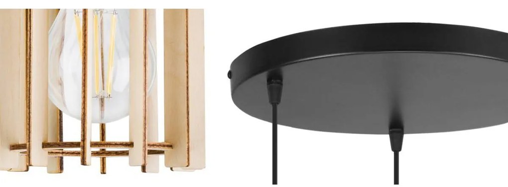 Závesné svietidlo Timber 7, 3x drevené tienidlo, o