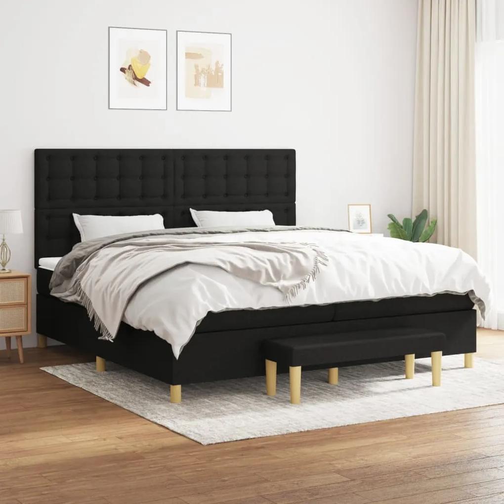 Boxspring posteľ s matracom čierna 200x200 cm látka 3137503