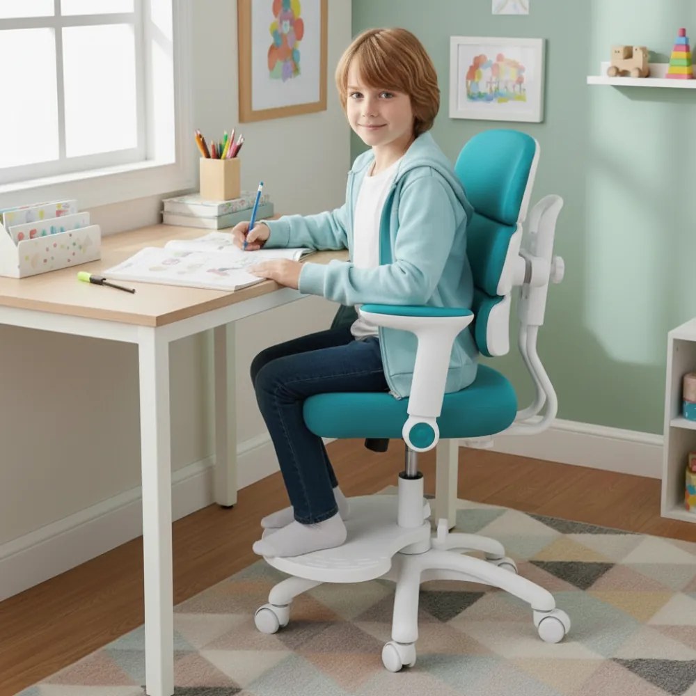 Detská rastúca stolička Neoseat KIDDY THREE — látka, tyrkysová