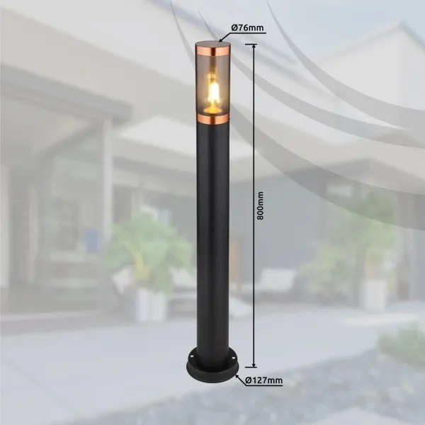 Globo 31588BC - Vonkajšia lampa BOSTON 1xE27/23W/230V IP44 80 cm čierna/meď