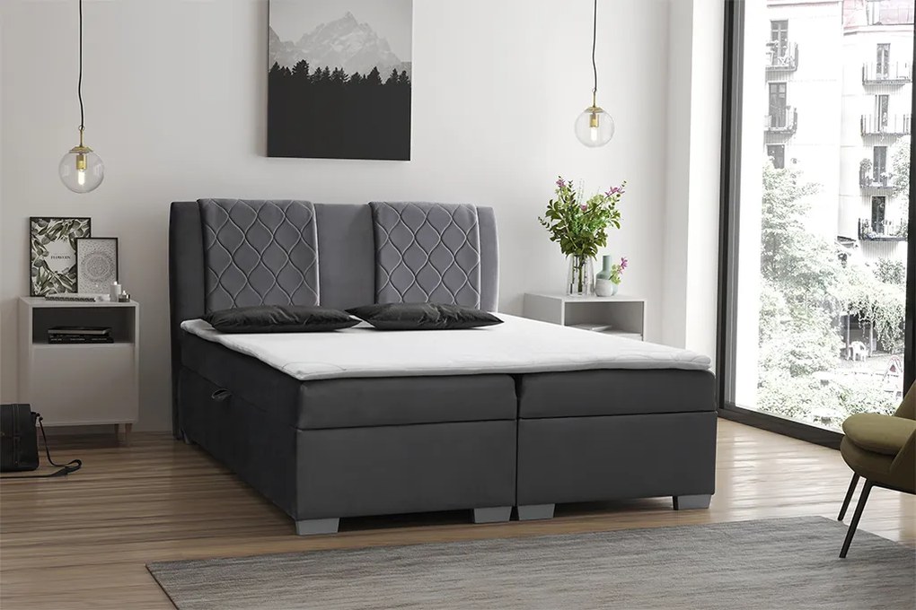 Moderná box spring posteľ Colombo 180x200, šedá
