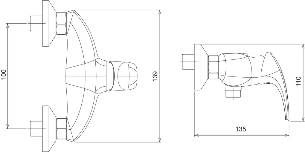 Novaservis Metalia 57, sprchová batéria bez príslušenstva 100 mm, chrómová, 57065/1,0