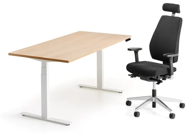 Zostava nábytku QBUS + WATFORD, 1 nastaviteľný stôl, 1 kancelárska stolička