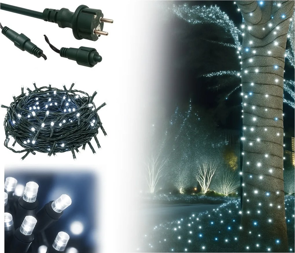 Vianočné svetielka vonkajšie FLASH studená biela 300 LED