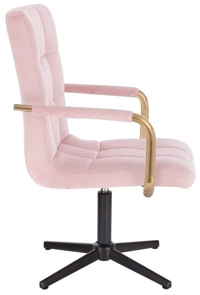 LuxuryForm DESIGN Stolička VERONA GOLD VELUR na čiernom kríži - ružová