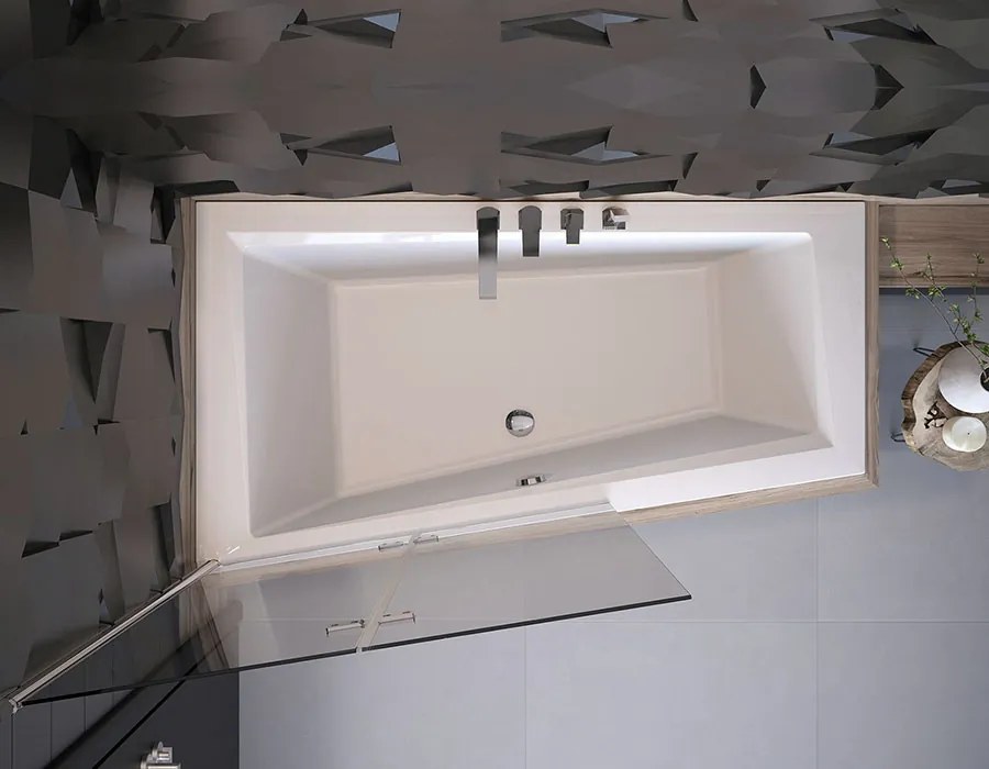 Besco Akrylátová asymetrická vaňa so zníženým lemom Intima Slim 150x85 (160x90) BESCO-Rozmery: 150x85, BESCO-Farba: Biela, BESCO-Orientácia: Pravá