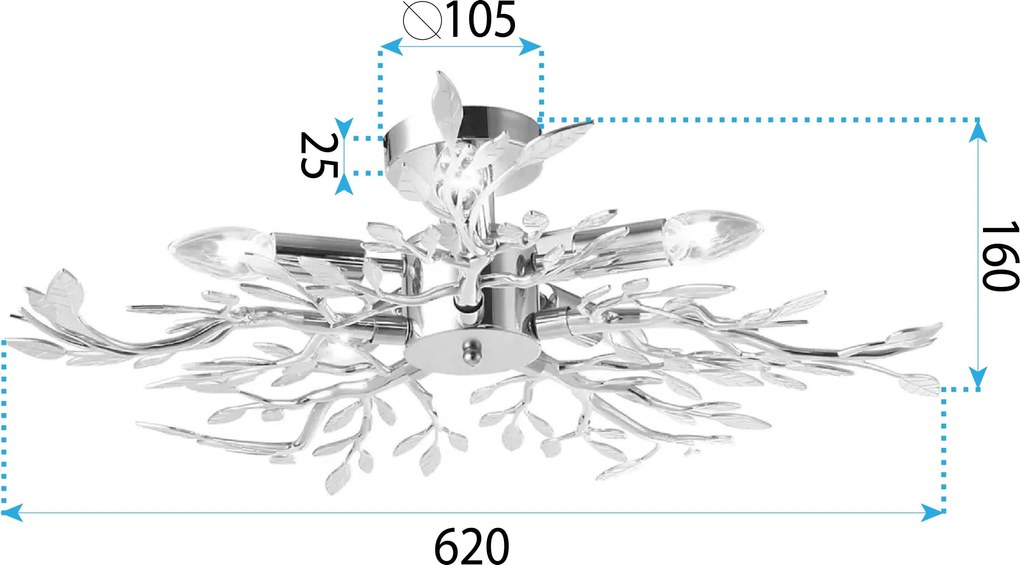 Toolight Toolight, stropné svietidlo 5xE14, EBT020-5C, chrómová, OSW-01238