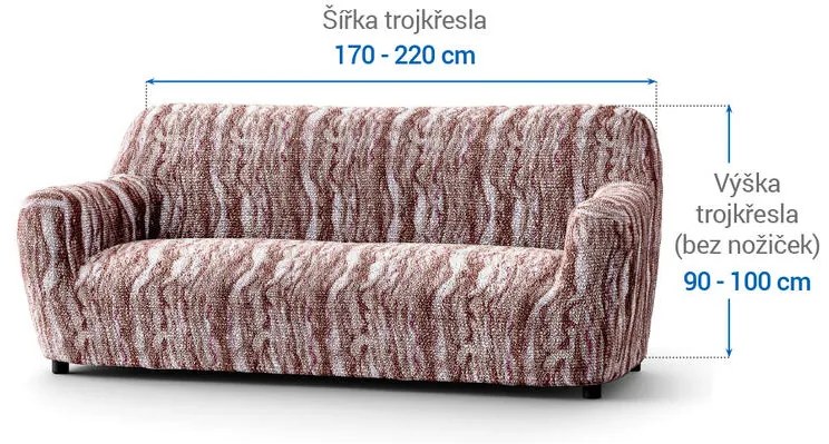 Bielastické poťahy OCEANO NOVÉ hnedo-vínové trojkreslo (š. 170 - 220 cm)