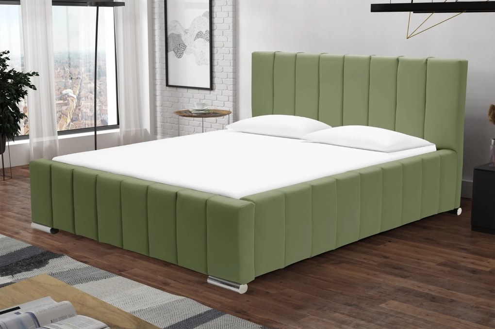 Čalúnená posteľ s úložným priestorom SWEET Zelený 140 x 200 cm