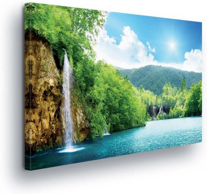 GLIX Obraz na plátne - Waterfalls over Jezero 100x75 cm