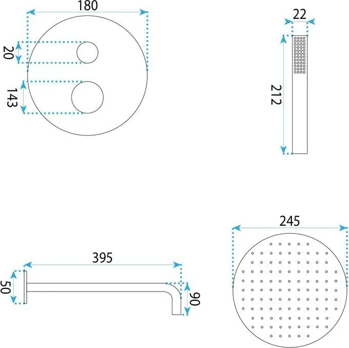 Rea Venti, podomietková sprchová súprava + BOX, chrómová, REA-P8714