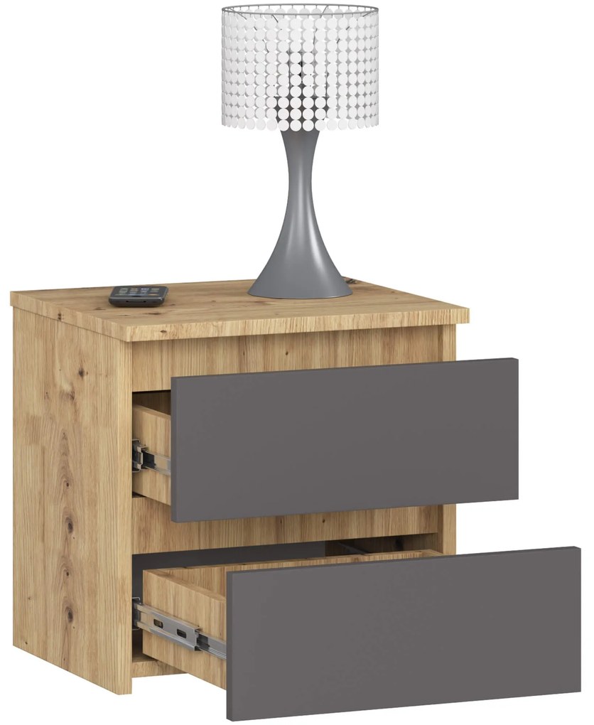 Noční stolek CL2 40 cm dub artisan/grafitově šedý