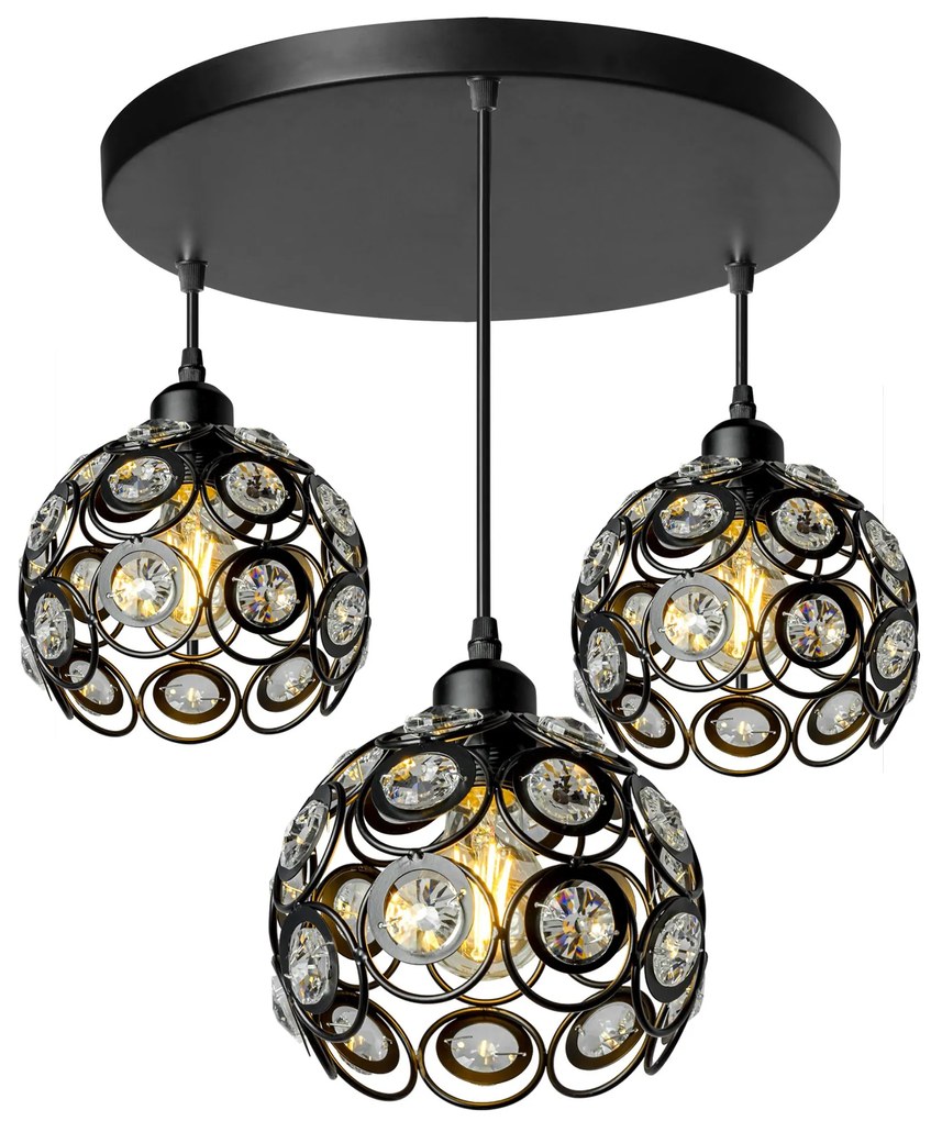 Toolight Edison, závesné svietidlo 3xE27 APP209-3CPR, čierna, OSW-30002