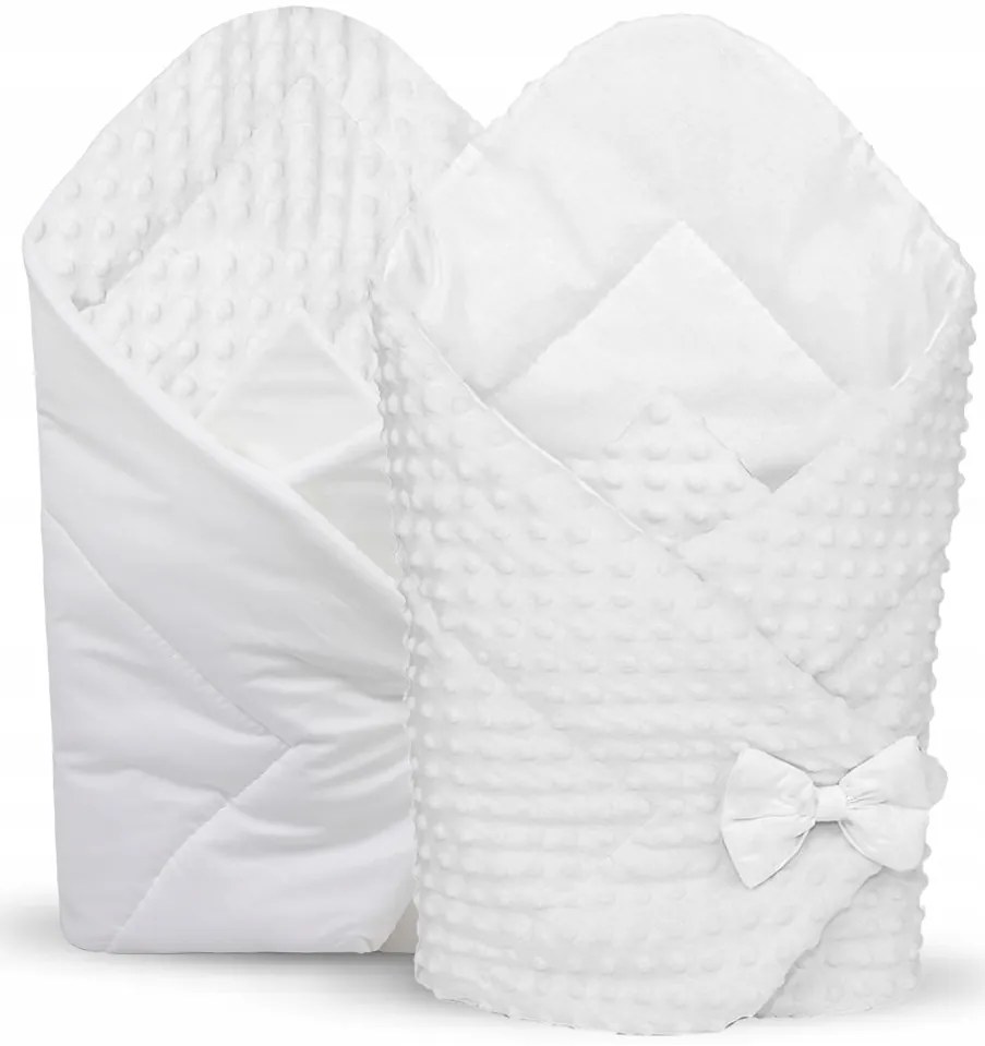 Obojstranná zavinovačka pre bábätká 80x80 cm BABYMAM PREMIUM - Snehovo biela s bielou Minky