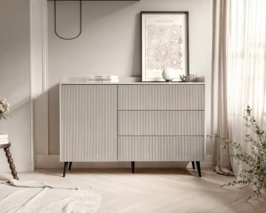 Moderná komoda CONNER kašmír 126 cm