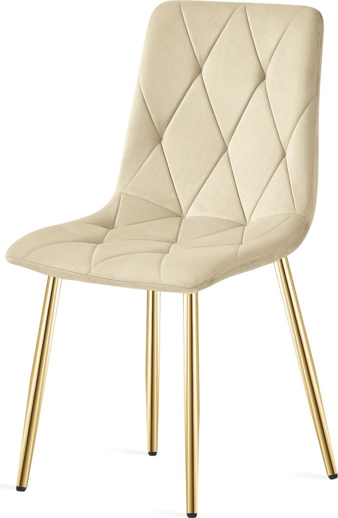 Svetlobežová zamatová jedálenská stolička LIBRA so zlatými nohami