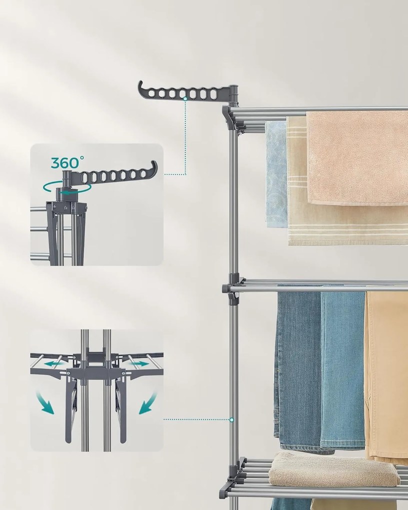 Sušák na prádlo Nehy 172 cm šedý/stříbrný