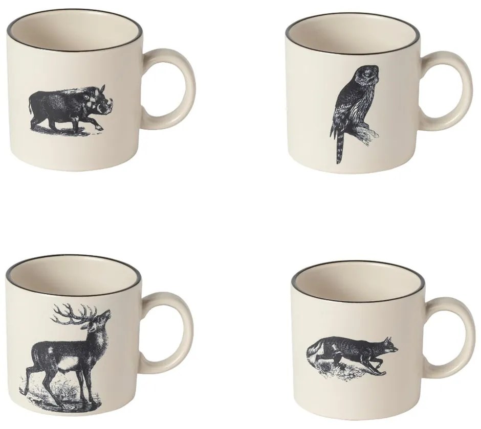 Béžovo-čierne hrnčeky v súprave 4 ks z kameniny 350 ml Elements – Costa Nova