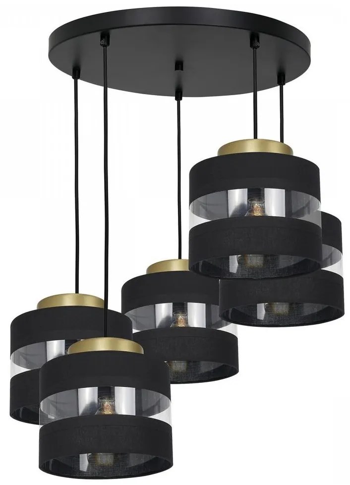 Luster na lanku HAVARD 5xE27/60W/230V čierna/mosadz okrúhly
