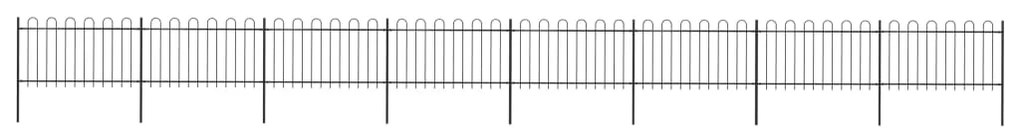 vidaXL Záhradný plot s oblúkovým zakončením, oceľ 13,6x1 m, čierny
