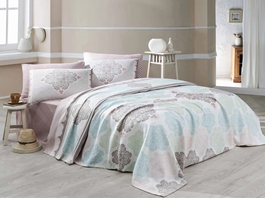 Súprava 4 ks bavlnených obliečok s prikrývkou Ornamentálna viacfarebná